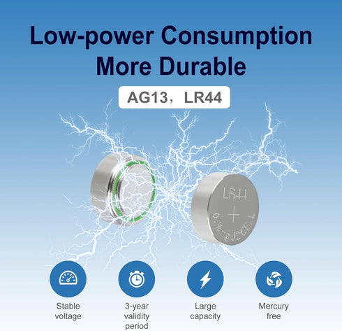 kunying AG13 LR44 (25-Pack) 1.5V LR44 |AG13/A76/357/L1154F/SR44 Batteries - Long-Lasting Alkaline Battery for Watches