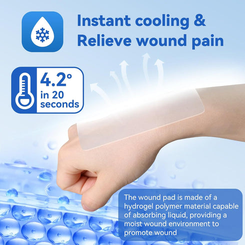 Dimora Hydrogel Burn Dressing 4" x 4" - Instant Cooling Relief for Minor Burns & Wounds, Soothing Moist Burn Pads for