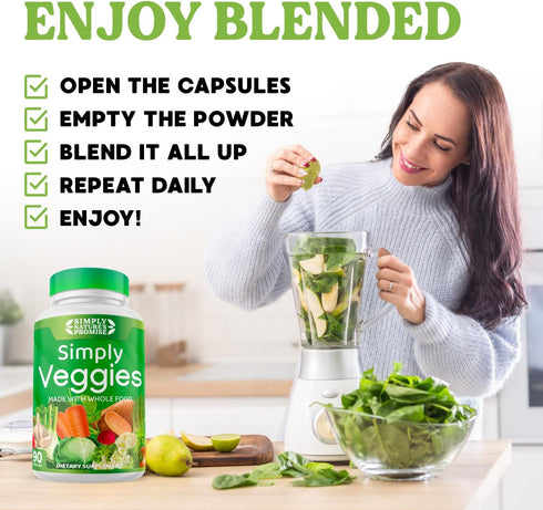 Simply Nature's Promise - 90 Veggie Capsules with Whole Food Superfoods, Beta Carotene & 18 Vegetables - 100% Soy Free