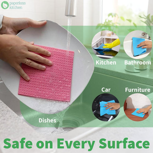 Swedish Dishcloths for Kitchen, Reusable Cleaning Wipes, Pack of 12
