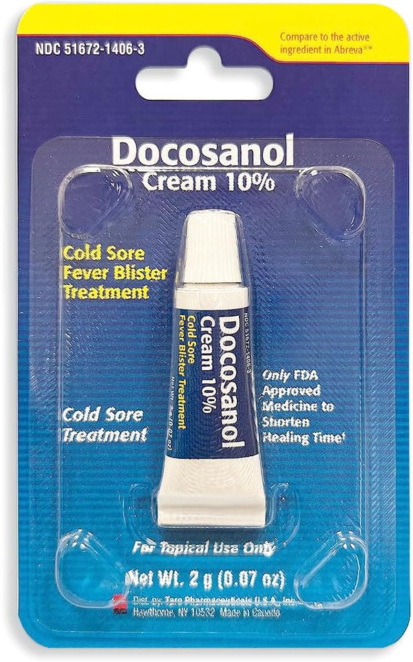 TARO Cold Sore/Fever Blister Treatment - Docosanol 10% Cream (0.07 oz - 1 Tube)