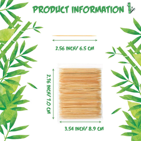 Zhehao 30, 000 Pcs Bamboo Wood Toothpicks Bulk, Round Wooden Tooth Picks, Double Side Point, Independence Pack for Each 100 Pcs, for Teeth Clean, Kitchen Appetizers, Travel Portable Disposable