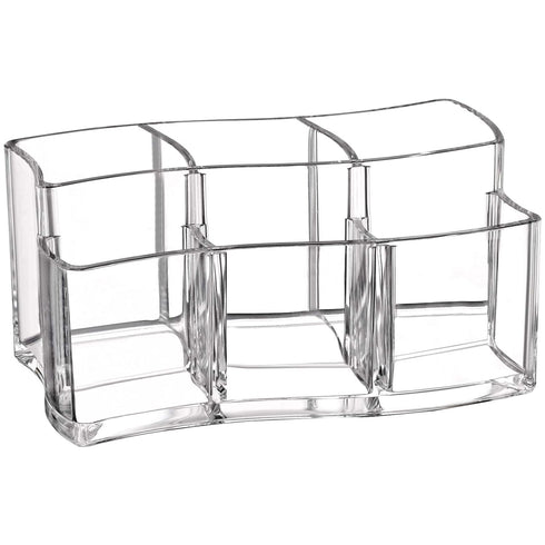 Tbestmax 6 Slot Acrylic Makeup Brushes Holder, Clear Cosmetics Storage Organizer, Eyebrow Pen Container