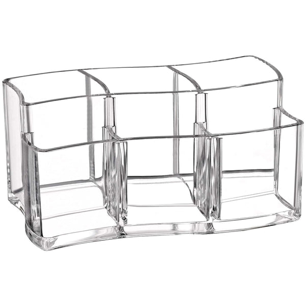 Tbestmax 6 Slot Acrylic Makeup Brushes Holder, Clear Cosmetics Storage Organizer, Eyebrow Pen Container