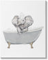Stupell Industries Baby Elephant Bubble Claw Bathtub Safari Animal Bathroom