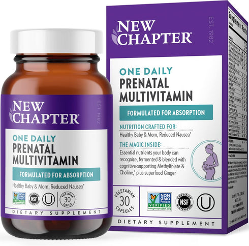 New Chapter Prenatal Vitamins, One Daily Multivitamin with Methylfolate + Choline for Healthy Mom & Baby, 30 Count