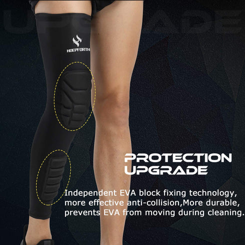 Knee Calf Padded 2 Pack Leg Thigh Compression Sleeve Sports Protective Gear Shin Brace Support for Football,