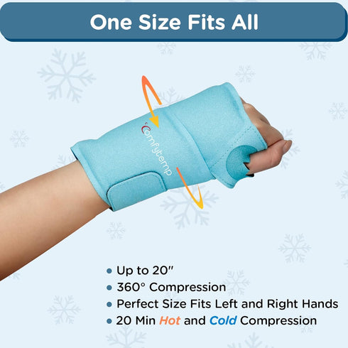 Comfytemp Wrist Ice Pack Wrap for Carpal Tunnel Relief, Reusable Gel Ice Packs for Pain