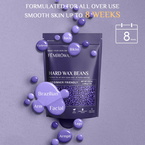 Wax Beads, 1lb Hard Wax Beans for Hair Removal, Lavender Formula Waxing Beads for Sensitive Skin
