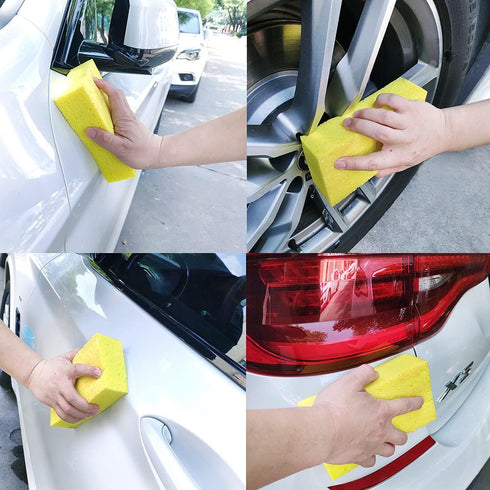 Cellulose Large Sponges for Cleaning, Pack of 3 Multi-use Scrub for Car, Boat and Kitchen, Yellow, Environmentally Safe