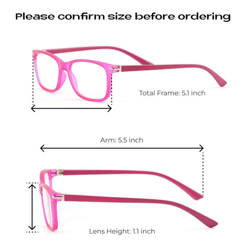 Readerest Blue Light Blocking Reading Glasses, Pink, 3.25 Magnification, Antiglare, UV Protection for Men and Women