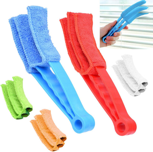 Window Blind Cleaner - 2 Clamps and 5 Removable Sleeves - Ideal Duster Cleaning Tool for Blinds, Shutters, Shades, Air