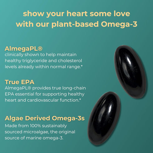 Iwi Life Heart Omega-3, 60 Softgels, Vegan Plant-Based Algae Omega Fatty Acids for Heart Health