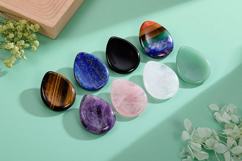 CrystalTears Green Aventurine Crystal Worry Stone, Polished Healing Crystals Pocket Palm Stone for Anxiety Relief
