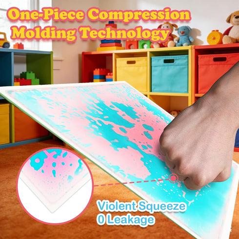 Kids:1 12x12 Inch Sensory Tiles Floor Mats for Piece Liquid Active Color-Changing Pads with Anti-Slip Base Leakproof