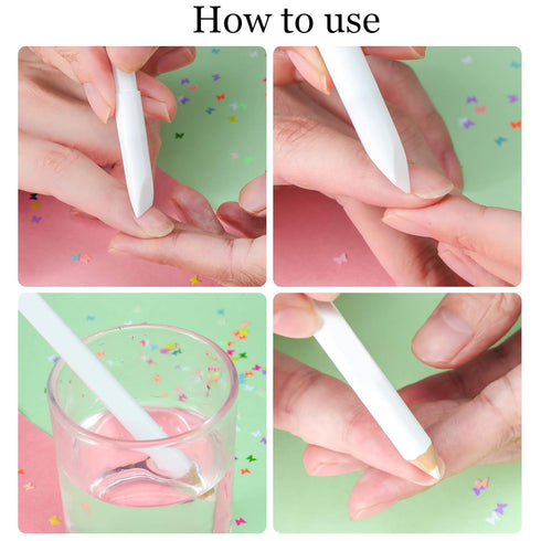 Maitys 10 Pieces White Nail Pencil, 2-in-1 Whitening French Manicure Tool with Cuticle Pusher for DIY Art