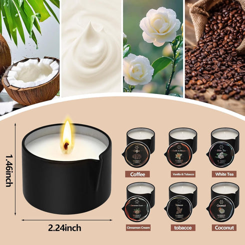 Sariiraw 6 Pack Set, 2.35 oz 6 Low Temperature Massage Candle & Lotion Candle Soy Wax with Jojoba & Shea Butter, Melts