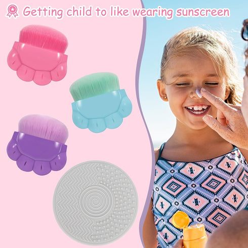 RGQSUN 3 Pack Set Kids Sunscreen Applicator,Sunblock Buddy Brush with Protective Case,Sun Lotion Applicator Sun Cream