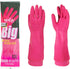 (Pack of 2 Pairs) Mamison Big Kitchen Rubber Gloves XXL Size, Reusable Waterproof Household Dish washing Cleaning Rubber Gloves, Non-Slip Kitchen Gloves (Pink)