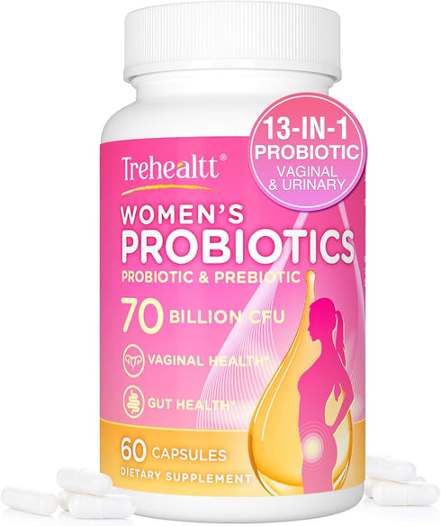 Vaginal Probiotics, 70 Billion CFU, 13-in-1 Women’s Probiotic & Prebiotic, 2 Month Supply for Healthy Flora