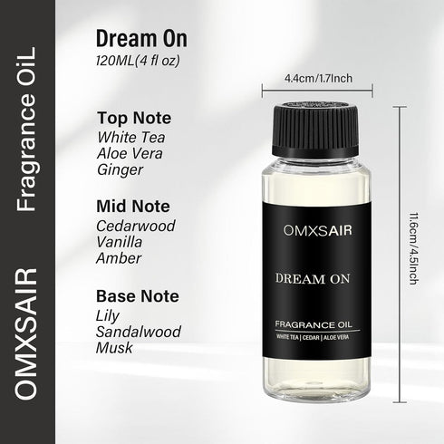 omxsair Office(120ml/4.1FL oz) Hotel Diffuser Oil Dream on Long-Lasting Waterless Essential Oil for Large Spaces |