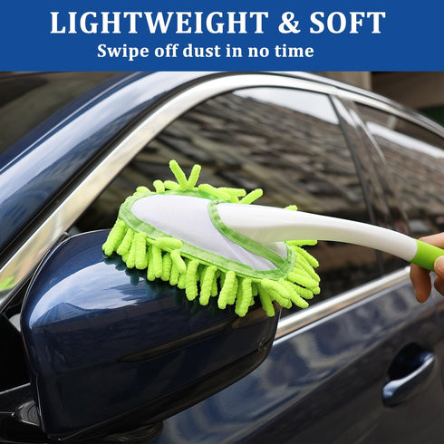 Microfiber Feather Duster 13 Inch with 4 Washable Duster Cloths for Cleaning Windows and Furniture