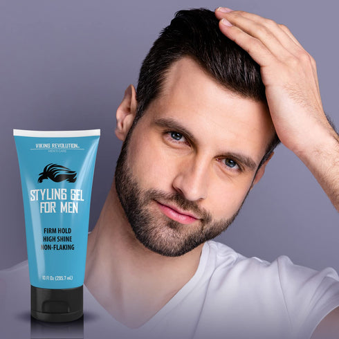 Viking Revolution Hair Gel for Men, Strong Hold Clear Styling Gel, Extra Strength for Firm Hold and High Shine (10oz)