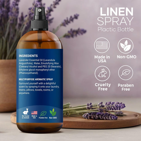 Lavender Linen Spray, 8 fl oz, Refreshing Bed Linen Spray, Fabric Refresher for Bedding