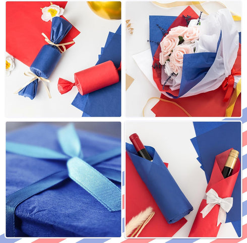 Simetufy Red White and Blue Tissue Paper, 115 Sheets 14 x 20 Inches for Patriotic Gift Wrapping
