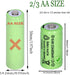 10 Packs 2/3AA Size Rechargeable Batteries 600mah 1.2V Ni-MH for Flame Solar Lights,Fairy Lights,Solar Yard Lights,Solar Lights(They are not AA Standard Size, it is 2/3 AA Batteries)