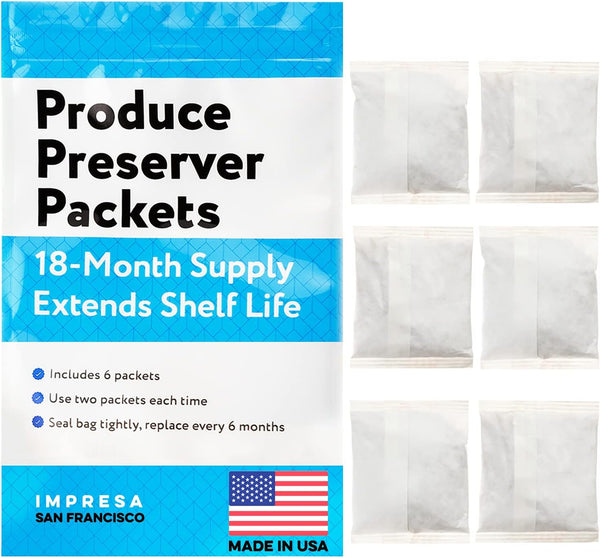 6-Pack of FreshFlow Equivalent to P1KC6R1 / W10346771A Compatible Replacement Produce Preserver Packets by Impresa