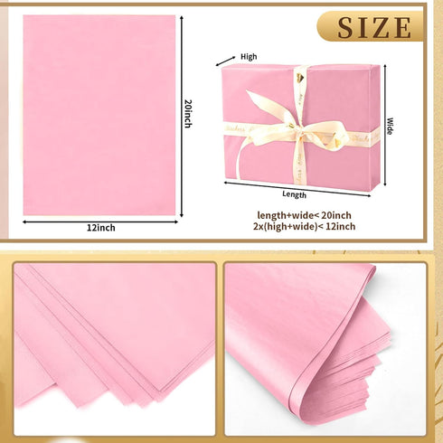 50 Sheets Pink Tissue Paper 14 x 20 Inches - Recyclable Wrapping Paper for Gift Bags, Weddings, and DIY Crafts