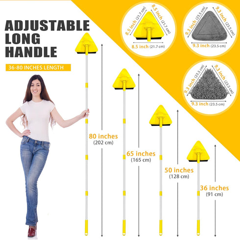 JEHONN Wall Mop with Long Handle, 80 Inches, 180° Collapsible Baseboard Cleaner Tool