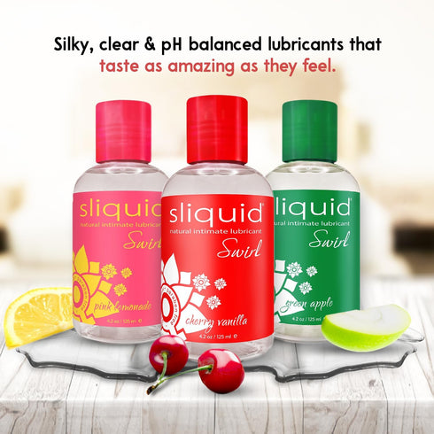 Pack 4.2 Oz (3 Set) Sliquid Swirl Flavored Lube Variety - Cherry Vanilla, Green Apple Tart, and Pink Lemonade