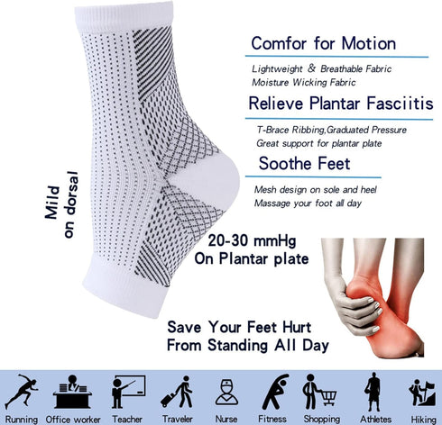 Syansju Soothe Pain Relief Socks for Neuropathy Pain (US, Alpha, Medium, Regular, Regular, Standard, White)