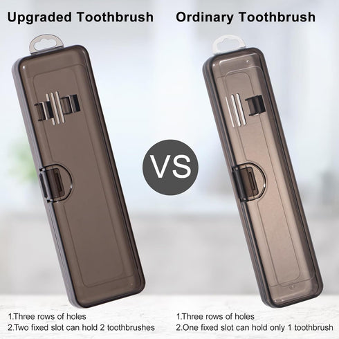 Yeeco Transparent Black Toothbrush Case 2 Packs, Portable Travel Size Holder for 2 Toothbrushes, 7.87 x 2.36 x 1.18