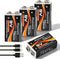 Massate 4 Pack 9V Rechargeable Batteries 1300mAh: USB C Lithium Ion Battery with