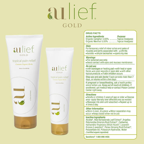 Gold Natural Pain Relief Cream - Herbal Cream for Muscle & Joint Pain Relief - Chemical-Free Organic Topical Ointment,