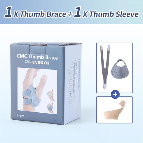 CMC Thumb Brace for Left Hand, Adjustable Thumb Splint with Sleeve for Muscle Strain, Trauma, Arthritis, Gray, Small