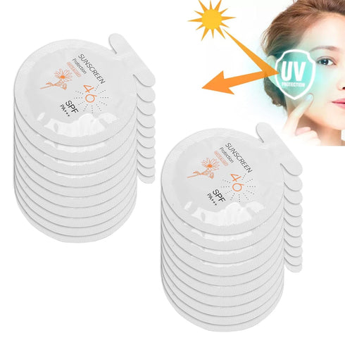 Pack of 20 Sunscreen, SPF46 PA+++ Moisturizing Sunblock, 3ml Face & Body Sunscreen for Most Skins, Portable Water