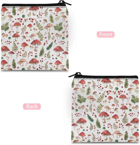 SUITOSELFY Mushroom Period Bag Pouch Cute Sanitary Napkin Storage Bag for Women Girls Portable Tampon Holder Menstrual