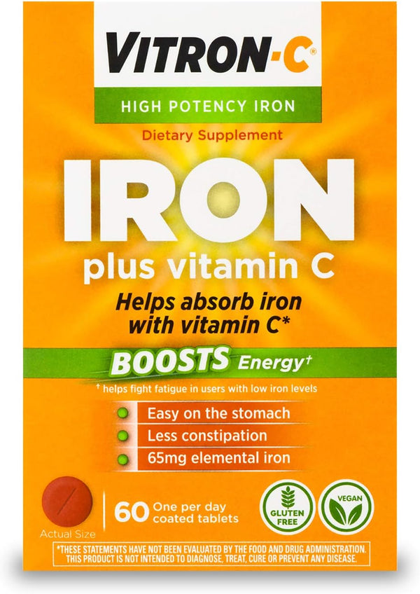 Vitron-C High Potency Iron Supplement with 125 mg Vitamin C - 60 Count