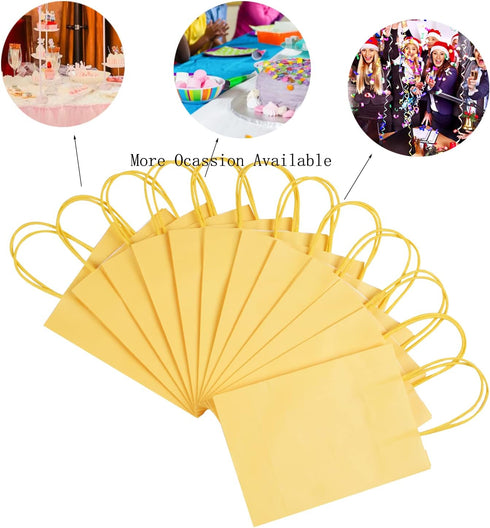 Gift Kraft Paper Bag by ysmile, 12 ct with Handle for Birthday Party Favor, 8.2x5.9x3.1 - Yellow