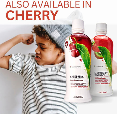 Youngevity Strawberry Kiwi-Mins Plant Derived Multi-Mineral Complex, 32oz, Kid Friendly Taste