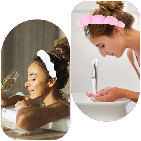 2 PCS Terry Towel Cloth Spa Headband for Women & Girls - Sponge Headbands for Skincare, Makeup Removal, Face Washing