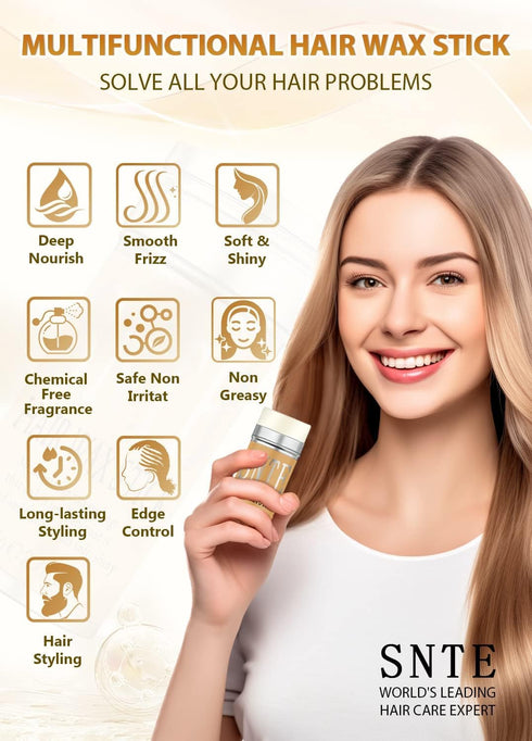 Samnyte Hair Wax Stick for Flyaways, Long-Lasting Hair Tamer Stick for Baby Hair Styling