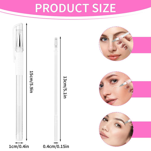 Eyebrow Microblading Marker Pens, 2pcs Skin Marker Pen Eyebrow Makeup Position Mapping Mark Tools Eyebrow Mapping Pen Stencil with 4 replacement refills (White)