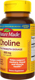 Nature Made Extra Strength Choline Supplements, 800 Mg per 3 Capsules, 60 Capsules, Brain Health, Mood, Muscle & Liver