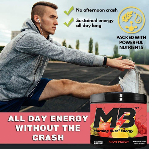 Morning Buzz Energy Drink Powder - Sugar-Free Energy Boost Drink Mix with Antioxidants, 30 Servings