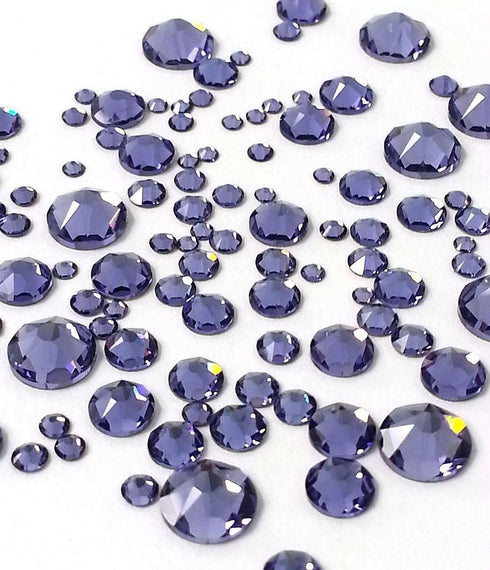 Tanzanite (539) 144 pcs Swarovski 2058/2088 Crystal Flatbacks Purple Violet Rhinestones Nail Art Mixed Sizes